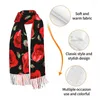 Scarves Autumn Winter Warm Red Rose Flowers Fashion Shawl Tassel Wrap Neck Headband Hijabs Stole