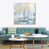 Modern Hand Painted Abstract Canvas Art Sailboat Abstract Oil Painting Home Decor for Bedroom