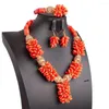 Collana Orecchini Set Gioielli africani Corallo rosso naturale Perline nuziali nigeriane Girocollo con perline CNR064