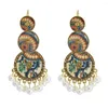 Dangle Oorbellen Bollywood Vintage Patroon Kundan Jhumka Jhumki Water Drop Vrouwen Boho Etnische Kraal Kwastje Oorbel Sieraden