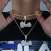 Naszyjniki wisiorek mikro preporał CZ Mały hip hop Hustle Wisonek dla mężczyzn Wysokiej jakości 5A Cuubic Zirconia Gold Kolor Jewelry J230620