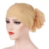 Ethnic Clothing Women Hair Loss Cap Beanie Skullies Flower Pearls Muslim Cancer Chemo Islamic Hat Cover Head Scarf Fashion Bonnet