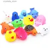 12pcs Cute Animals Bath Toys Swimming Water Colorful Soft Rubber Float Squeeze Sound Squeaky Bathing Toy For Baby Kids Gifts L230518