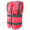 Herrtankstoppar säkerhet Vest Reflective Bicycle Reflective Vest HI Vis Vest Coat Pink Vest med fickor som arbetar väst för män Vest Free Ship 230620