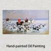 高品質のヘイウッドハーディペインティングキャンバスアートクリーブランドの夏の日の手作りの馬犬写真壁の装飾