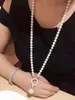 Hänge halsband Sinzry utsökta smycken aaa kubik zirkon simulerade pärlhänge långa tröja halsar koreanska fest smycken cessory j230620