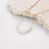 Ketten Natürliche Perlen Chic Exquisite Halskette Elegante dünne Kette Edelstahl Minimalist Charm Kragen Schmuck Frauen Party Geschenk