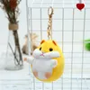 Moda Bonito Mini Desenho Animado Portátil Hamster Boneca de Pelúcia Pingente Chaveiro Rato Chaveiro Brinquedo Mochila Escolar Acessórios 10cm