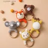 1pc Baby Teether Music Stratsles for Kids Animal Crochet Crochet Rattle Elephant Ring Ring Wooden Gym Montessori Children's Toys L230518