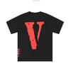 Camisetas masculinas 2022 verão novo design de letras Vlones vermelho grande v camiseta de manga curta camiseta masculina e feminina A1 5KMX