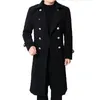 Hommes Trench-Coats Long manteau de poussière Hommes Hiver Chaud Manteau En Tissu De Laine Hommes Double Boutonnage Mince Casual Vestes Solide Affaires Outwear 230620