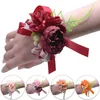 Charm Bracelets Girls Dama de Honra Pulseira Hand Flowers Artificial Pulso Corsage Para Casamento Flower Party Prom Acessórios