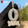 Pendant Necklaces Bubble Letter Iced Out O Block Pendant Real Gold Plated Cubic Zirconia Micro Pave Hip Hop Jewelry J230620