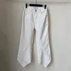 Jeans da donna Super Thin Casual Bianco Micro Lah Donna a vita alta Hundred Arc Splicing Stitch Joint Gamba larga Pantaloni a nove punte 2023