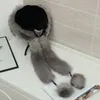 Kvinnor Real Fox Fur +Rabbit Fur Hat Sticked Cap Beanie Warm Scarf Collor W Fox Fur Brim