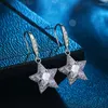 Dangle Küpeler Zarif Klasik 925 STERLING Gümüş Parlayan Yıldız Damlaları Kadınlar Temiz Kübik Zirkon Takı