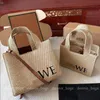 Bolsos de playa Mujer Diseñador Moda Totes Bolsos Bolso de hombro de paja Bolsos cruzados Mini Font Tote en rafia Nuevo verano Bolso de mujer tejido