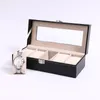 Boîtes de montres 561012 Grilles Boîte de montre en cuir PU Support de boîtier de montre Organisateur Boîte de rangement pour montres à quartz Boîtes à bijoux Affichage cadeau 230619
