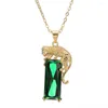 Pendant Necklaces MOONROCY Drop Gold-Color Crystal Necklace ChokersCubic Zirconia Leopard Animail Green Jewelry Wholesale For Women Gift