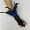 Fjäderbroderi spets handskar gotisk punk spets fingerlösa handskar armband för kvinnor halloween armbandsfest rekvisita