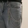 Porte-clés Hip Hop Harajuku Style pantalon chaîne porte-clés pour femmes hommes Couple bijoux cadeau métal plume pendentif Double couche Punk pantalon
