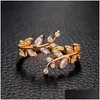 Wedding Rings Stylish Leaf Finger Ring For Women Dazzling Zirconia Jewelry Gift Delicate Design Fresh Style Accessories Daily Drop De Dhsah