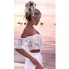 Vestidos de festa Vestido de praia de renda branca para mulheres Longo duas peças Roupa de praia 2023 Vestidos de verão plus size Robe Blanche Dantel