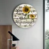 Wall Clocks Idyllic Sunflower Bee Vintage Wooden Board Print Clock Art Silent Round Watch For Home Decortaion Gift