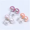 Stud Pearl Earrings 925 Sterling Sier Genuines Freshwater Ctured Ear Studs For Women Girl Color And Size Choose Drop D Dhdfp