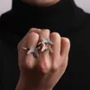 Anillos de racimo con letras de burbujas y mariposas para mujer, joyería de Hip Hop chapada en oro auténtico con diamantes, envío directo 230620