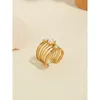 Bröllopsringar yachan rostfritt stål ihåligt brett för kvinnor guldpläterad romantisk pärla ring trendig estetiska smycken