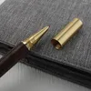 Vintage Wood Body Ballpoint Pen Brass Ball Roller Metal Cap Stationery School Business Gifts Supplies