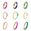 Cluster Ringen 24k Verguld Zilver Kleurrijk Emaille Groen Roze Roos Rood Slank Voor Vrouwen Mode Licht Luxe Wedding Party Sieraden