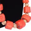 Halsband örhängen set dudo 18-38mm stora korallpärlor 38 tum nigerianska bröllop smycken för kvinnor lyx design varumärke natur
