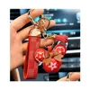 Keychains Lanyards Designer Keychain Wallet Keyring Fashion Pendant Car Chain Charm Bucket Bag Flower Mini Coin Holder Trinket Gif Dhcfz