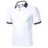 Mäns casual skjortor män polo skjorta kort ärm solid färg mode topp sommaren i urban affärslapa rib 230620