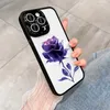 Case for iPhone 15 14 Plus 11 12 13 Pro Max Shiny Diamond Camera lens Casing Red Rose Flower Pattern HD Clear Acrylic Shockproof Cover