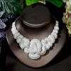 Halsbandörhängen Set Fashion Classic Zirconia Wedding Flower Shape 2 PCS Jewelry for Women Anniversary Party Show N-1707