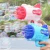 Sand Play Water Fun Gatling Bubble Guns elétricas Brinquedo Máquina de bolhas com alça antiderrapante para crianças R230620