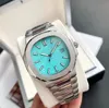 Luksusowe męskie zegarki na nadgarstki Wodoodporne zegarki automatyczne zegarki Silver Pasek Niebieski Nierdzewne Męskie Mechaniczne Montre de Luxe