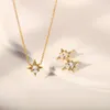 Colares com Pingente Branco Oval Zircônia cúbica Octogonal Colar Estrela Aço Inoxidável Impermeável Jóias Banhadas a Ouro 18K