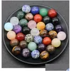 Loose Gemstones Natural 8/10/16/18/20Mm Nonporousball No Holes Undrilled Chakra Gemstone Sphere Collection Healing Reiki Decor Vitell Dhsjp