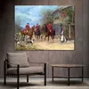 Horses Hunting Canvas Art A Halt at The Inn Heywood Hardy Painting Handmade Landscape High Quality