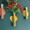 Planters Pots Wall Mount Flower Vase Tube Wall Hanging Metal Plants Holder Rack Flowerpot Home Arrangement Living Room Wall Mirror Vase Decor R230620