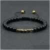 Bärade naturliga 6mm tiger lava armband irregar koppar pärlor flätade armband för kvinnor män handgjorda etniska tibetanska smycken droppe dhjd1