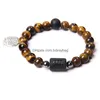 Bärade natursten Chakras Bead Armband för män med Twee stjärntecken gula tiger ögon elastiska kvinnor droppleverans smycken armband dh2z1