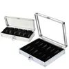 Uhrenboxen Hüllen 612 Gitterschlitze Nützlicher Schmuck Armbanduhrenhalter Display Aufbewahrungsbox Aluminium Luxuriöses quadratisches Gehäuse Uhrenhalter Box Organizer 230619