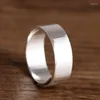 Cluster Rings Solid S999 Silver Ring Women Smooth Band Stamp Can Adjustable