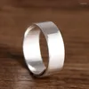 Klusterringar Solid S999 Silver Ring Women Smooth Band Stamp kan justerbar