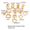 Anillos de racimo Conjunto de anillos de oro de Boho Conjunto de nudillos tallados en el dedo Accesorios de mano con estilo Joyas de aleación de metal para mujeres y niñas Sr0078 Dh20V